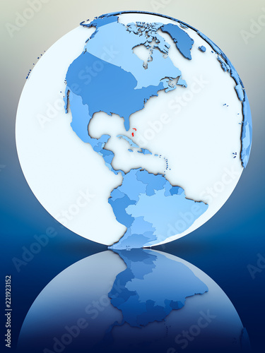 Bahamas on blue globe