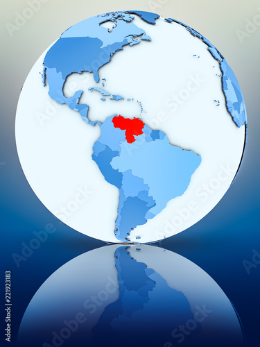 Venezuela on blue globe