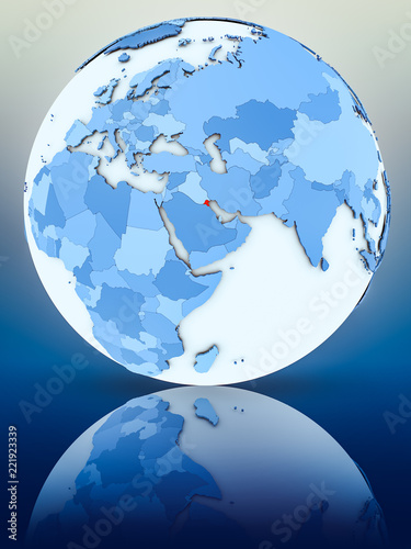Kuwait on blue globe