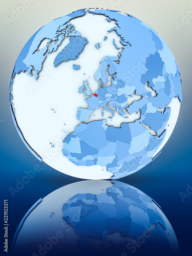 Belgium on blue globe