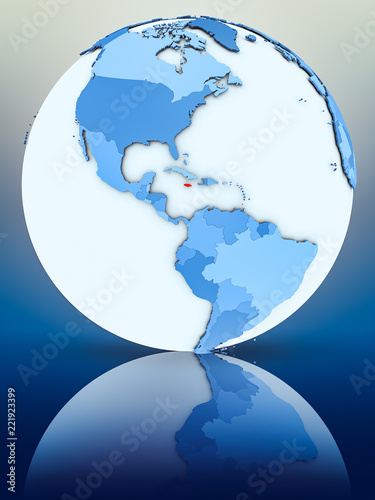 Jamaica on blue globe