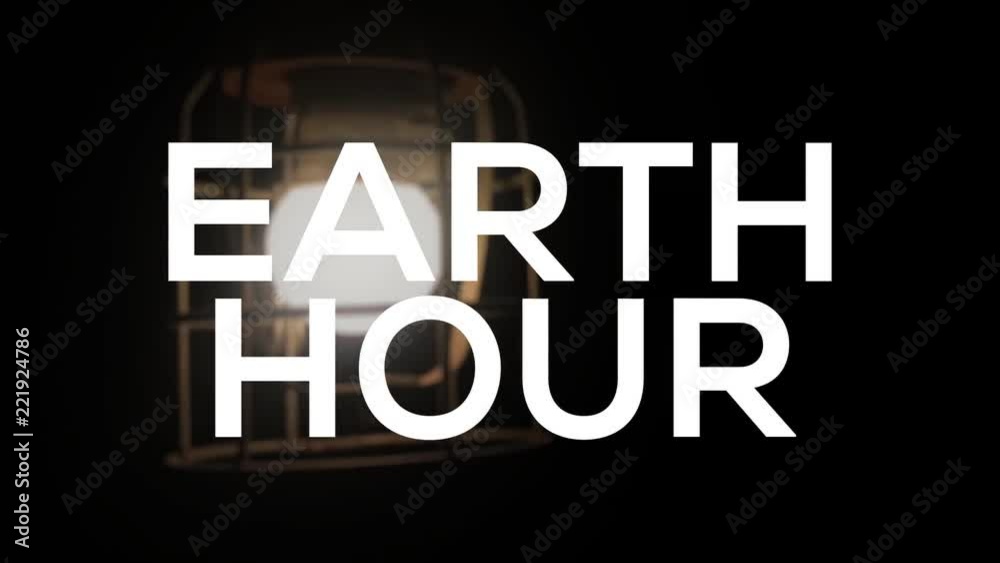 Earth hour concept with hanging light bulb and text. Earth hour concept with hanging light bulb and text.