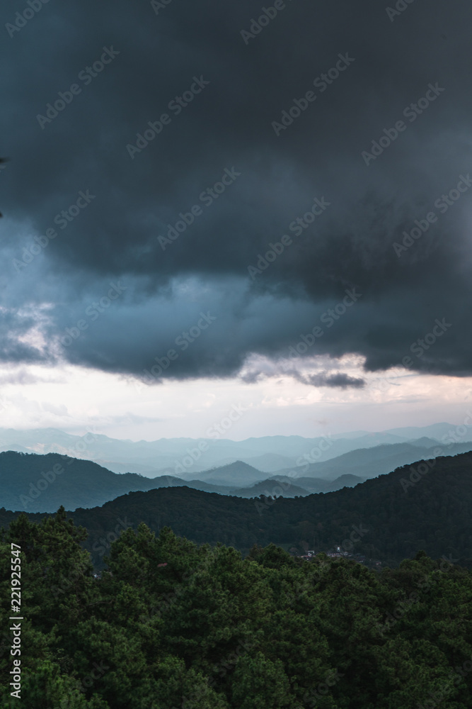 Mountain view rainy season Black cloud
