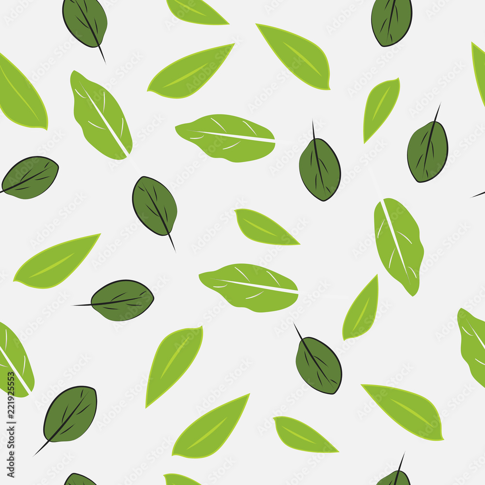 Green leaves seamless pattern vector illustration