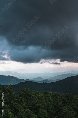 Mountain view rainy season Black cloud 