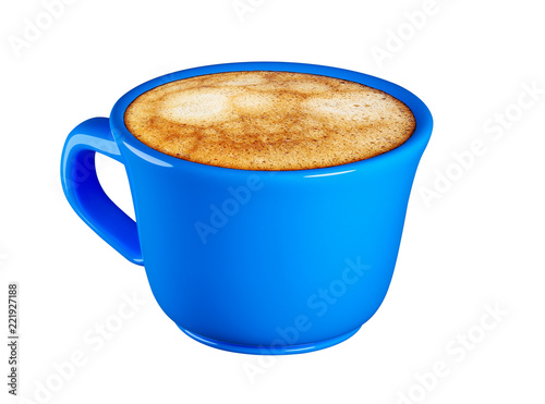 Espresso coffee, in a blue cup. Isolate on white background, picture, photo.