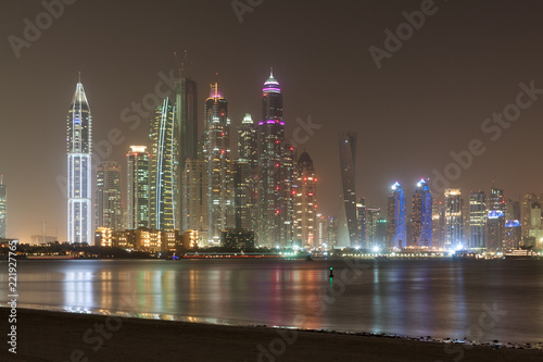 Beautiful night view of Dubai Marina and the Skyscrapers, Dubai, United Arab Emirates