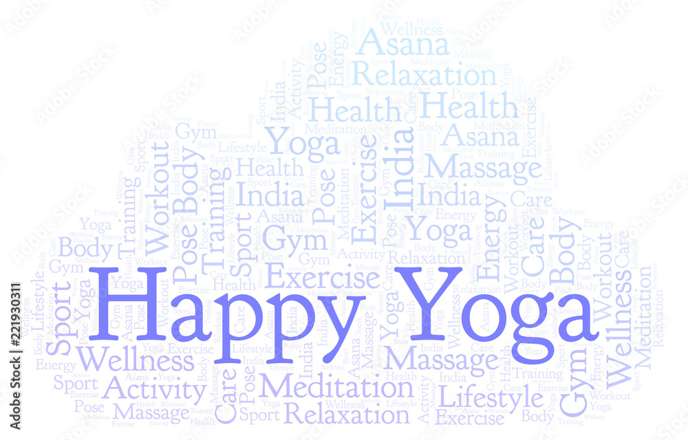 Happy Yoga word cloud.