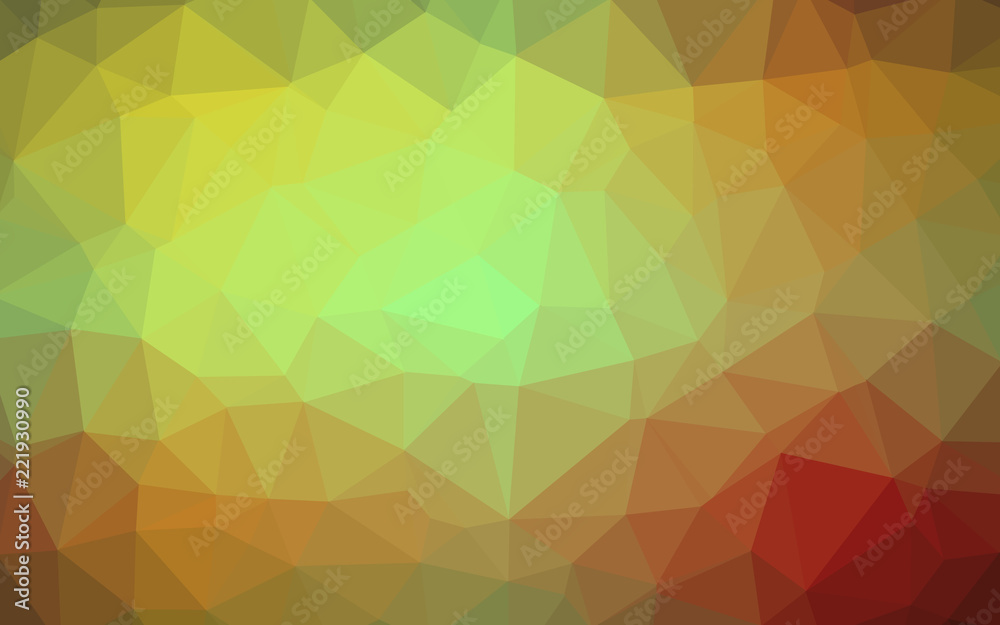 Illustration of red, green and  yellow triangle polygon background.