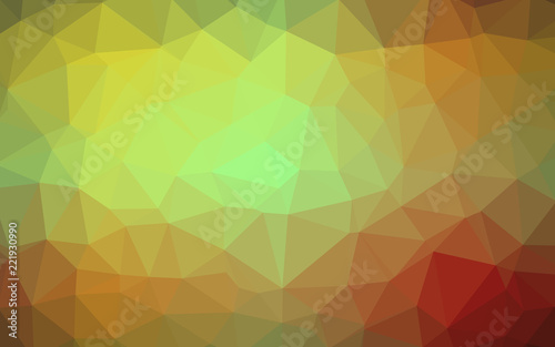 Illustration of red  green and  yellow triangle polygon background.