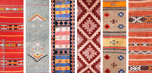Set of banners with textures of berber traditional wool carpets