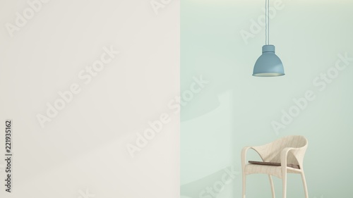 The interior relax space furniture 3d rendering and background white decoration in condominium