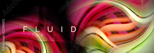 Wave fluid flowing colors motion effect, holographic abstract background. Vector illustration