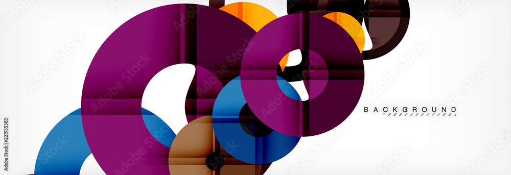 Colorful rings on grey background, modern geometric pattern design. Vector business or technology presentation design template, brochure or flyer pattern, or geometric web banner Colorful rings on grey background, modern geometric pattern design. Vector business or technology presentation design template, brochure or flyer pattern, or geometric web banner
