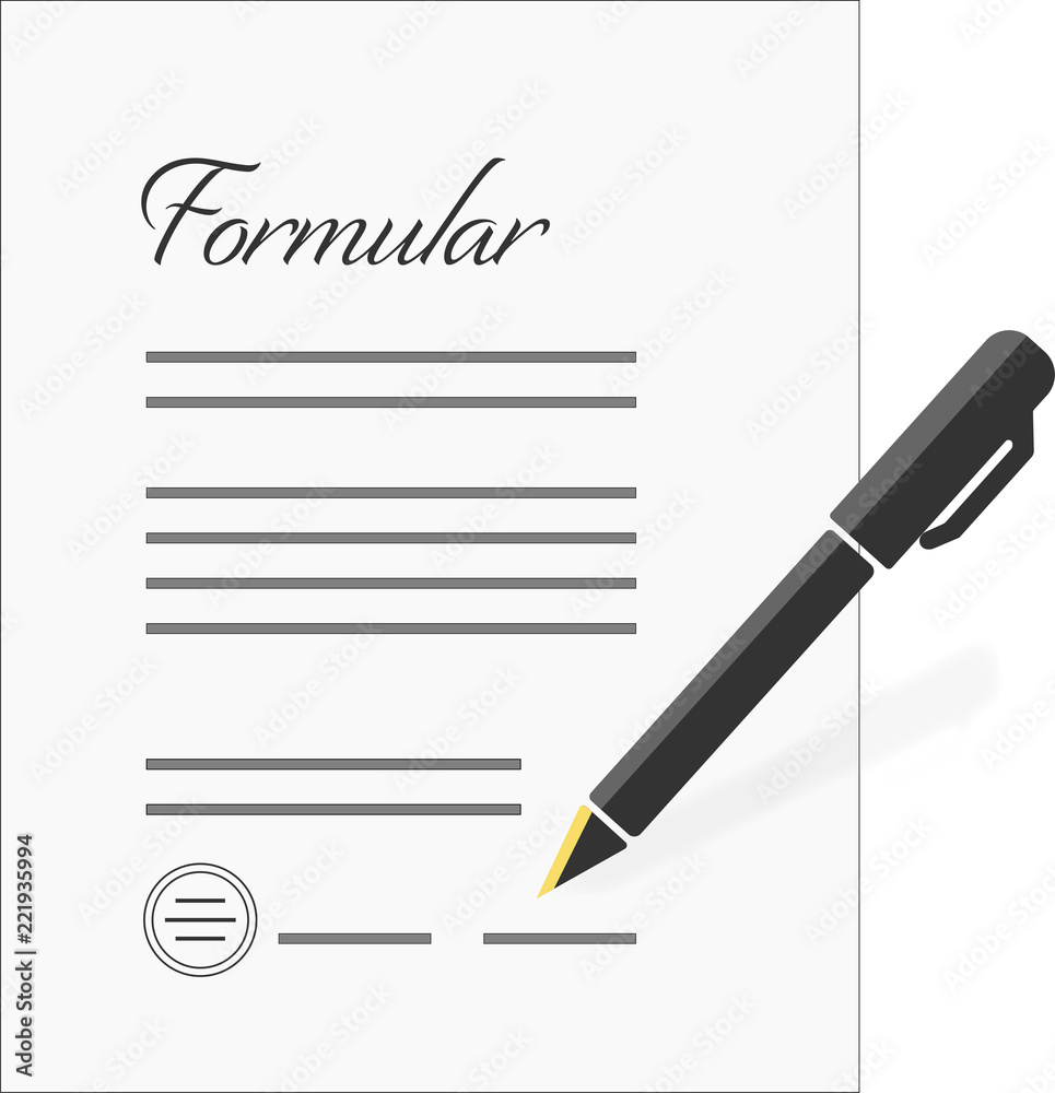 form for business with pen and stamp