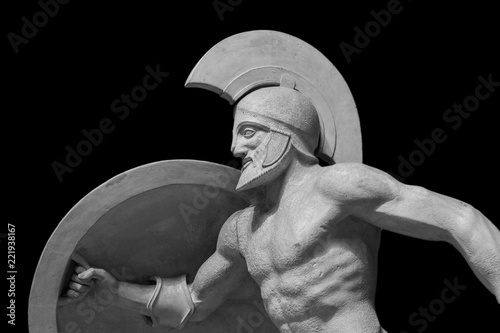 Roman statue of warrior in helmet photo