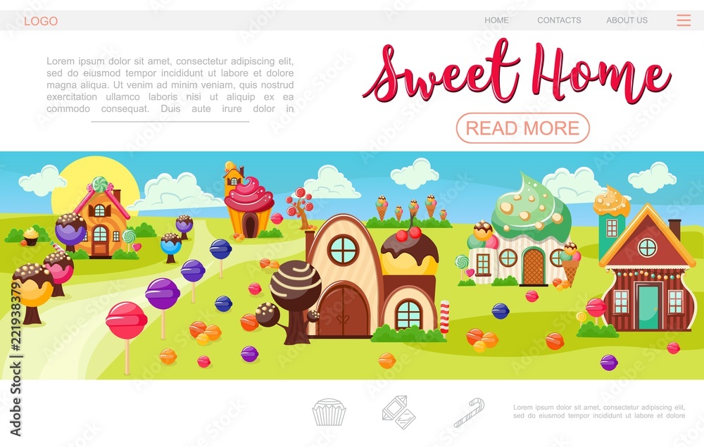 Flat Sweet Village Web Page Template