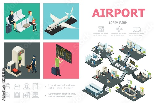Isometric Airport Infographic Concept