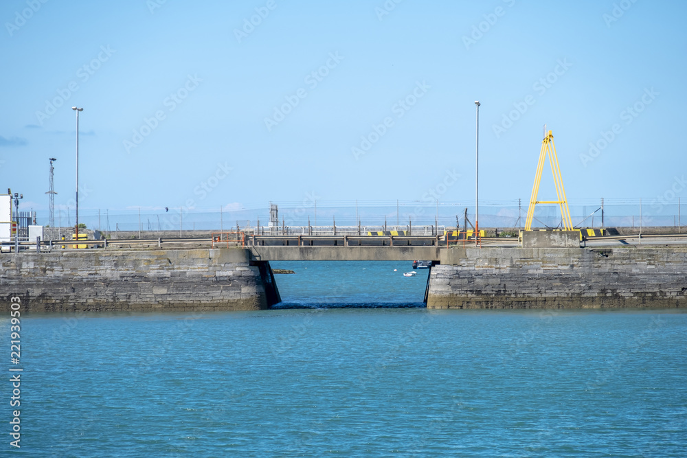 Bridge in the border area of holyhead harbour in Wales - Inited Kingdom Bridge in the border area of holyhead harbour in Wales - Inited Kingdom