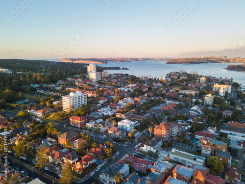Canvas Print Aerial view of Manly suburb, Sydney, Australia.