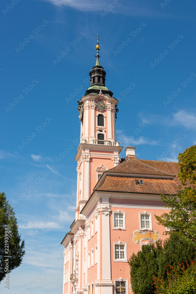Detail view of the beautiful old baroque church - pilgrimage church in Birnau at Lake Constance