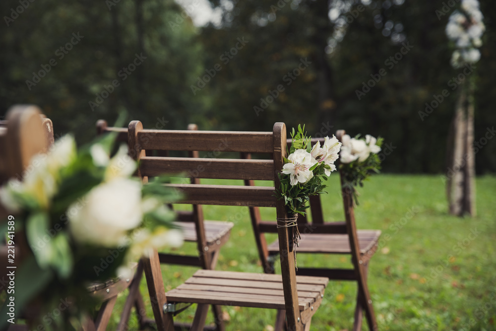 Naklejka premium Decorations for on-site wedding registration