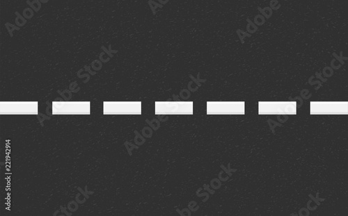 Structure of granular asphalt. Road background with Asphalt texture. Asphalt texture with white line road marking. Abstract road background. Stock vector illustration