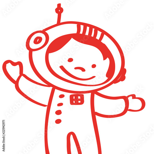 Handgezeichneter Astronaut in rot