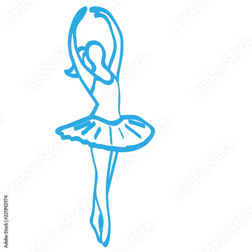 Handgezeichnete Ballerina in blau