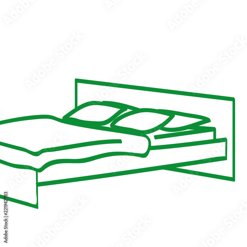 Handgezeichnetes Bett in grün