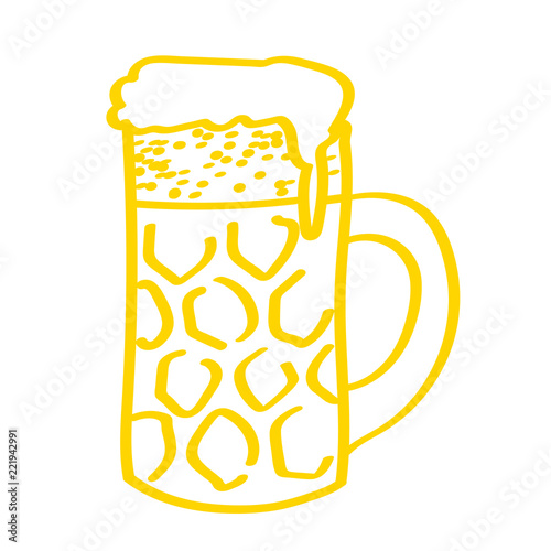 Handgezeichneter Bierkrug in gelb