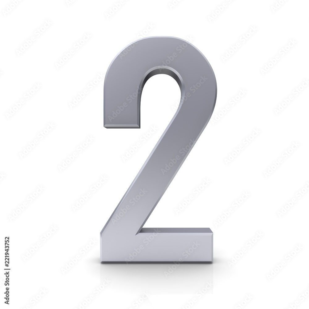 2 number two second 3d silver sign isolated 2 number two second 3d silver sign isolated