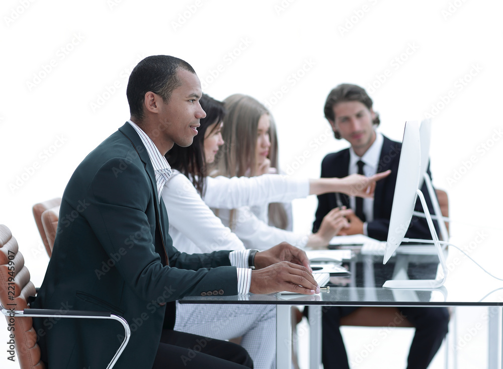 Business People At The Meeting Discuss Current Issues At The Modern Office