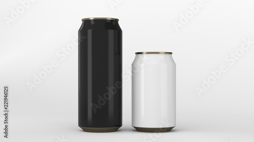 Big black and small white gold soda cans mockup