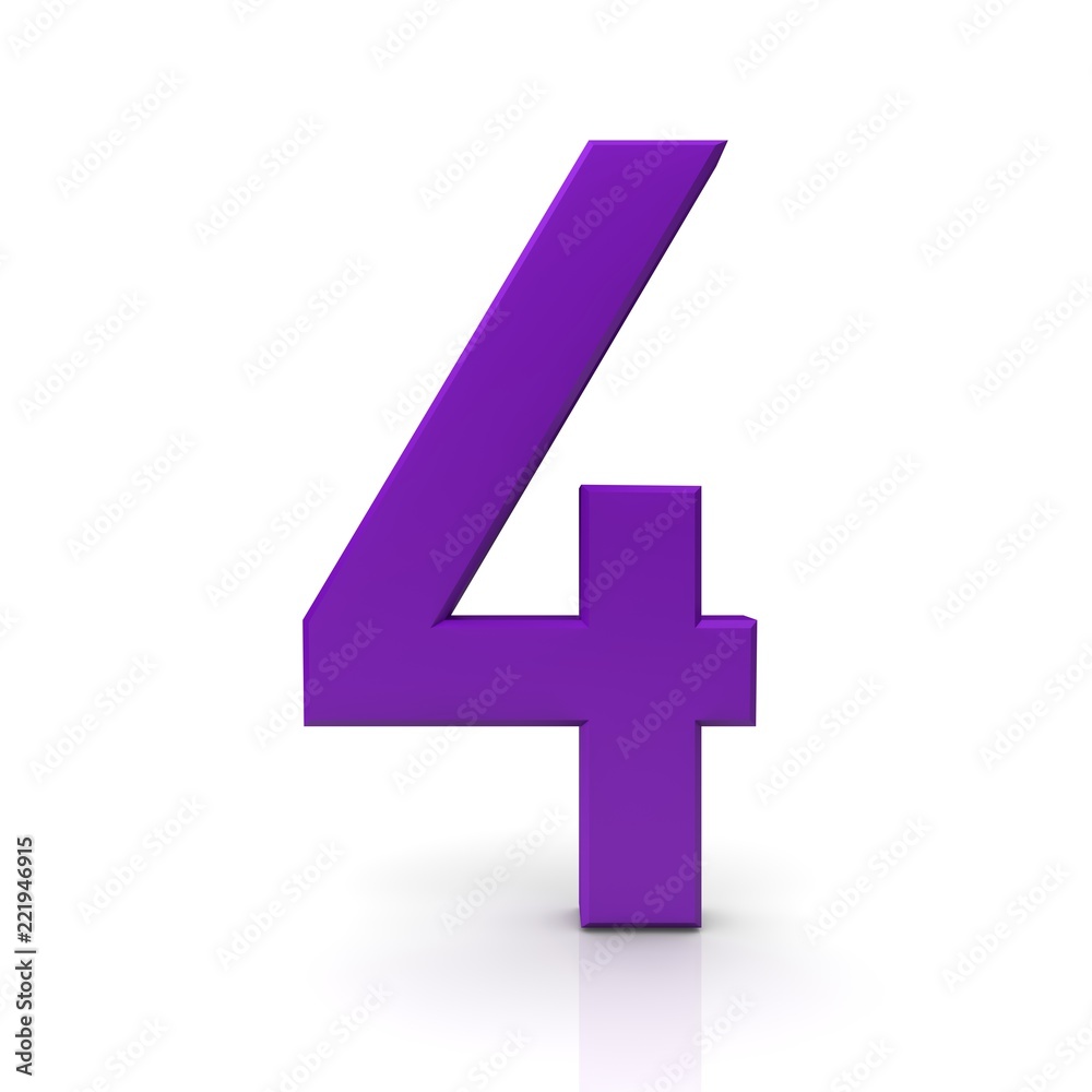 Fototapeta premium number 4 four 3d purple