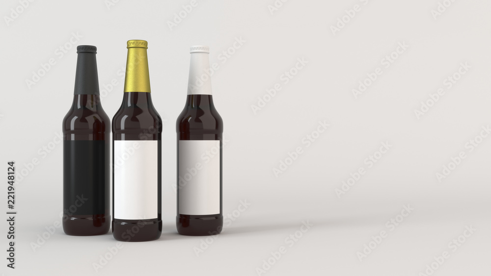 Mock up of tall beer bottles with blank labels Mock up of tall beer bottles with blank labels