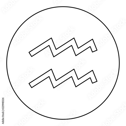 Aquarius symbol zodiac icon black color in round circle