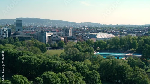Drone shot of majorstua in Oslo, Norway, side