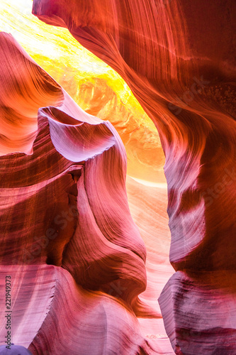 Beautiful view of Antelope Canyon sandstone formations in famous Navajo Tribal national park near Page, Arizona, USA 