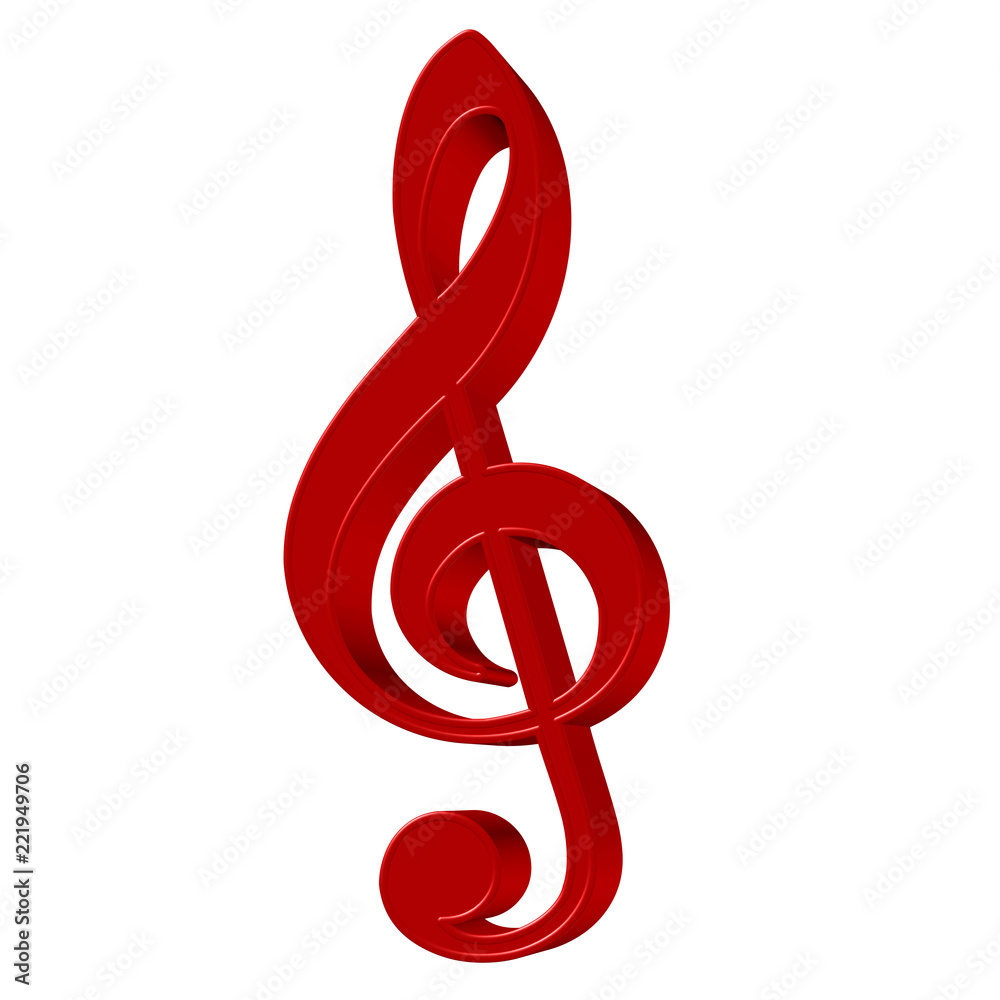 Roter Violinschlüssel, isoliert Roter Violinschlüssel, isoliert