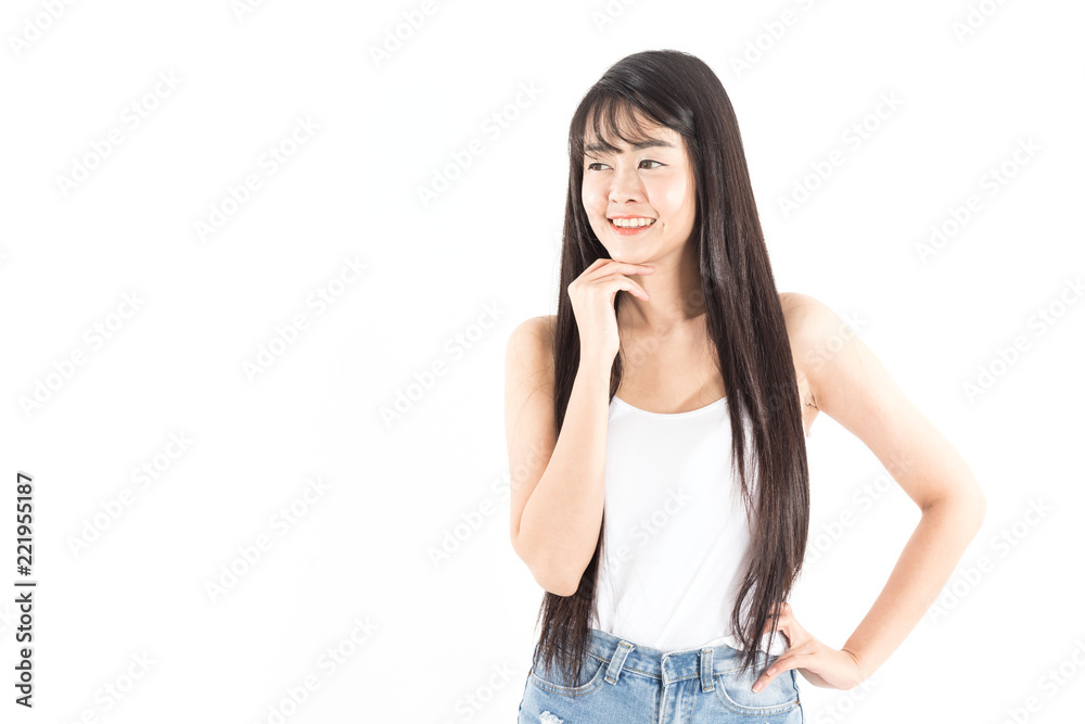 Beautiful Attractive Charming Asian woman with long hair smile with healthy and fresh skin feeling so happiness and cheerful,Isolated on white background,Beauty Concept Beautiful Attractive Charming Asian woman with long hair smile with healthy and fresh skin feeling so happiness and cheerful,Isolated on white background,Beauty Concept