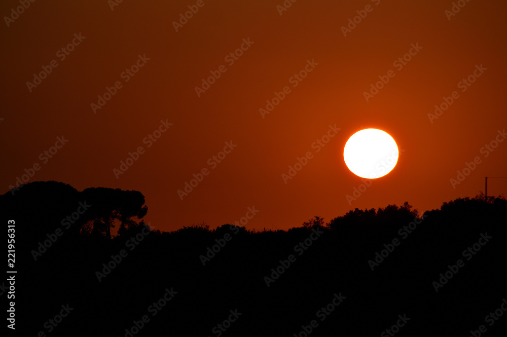 View of a Beautiful Sicilian Sunset, Landscape, Italy