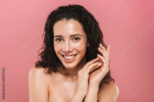 Beauty portrait of a pretty young topless woman