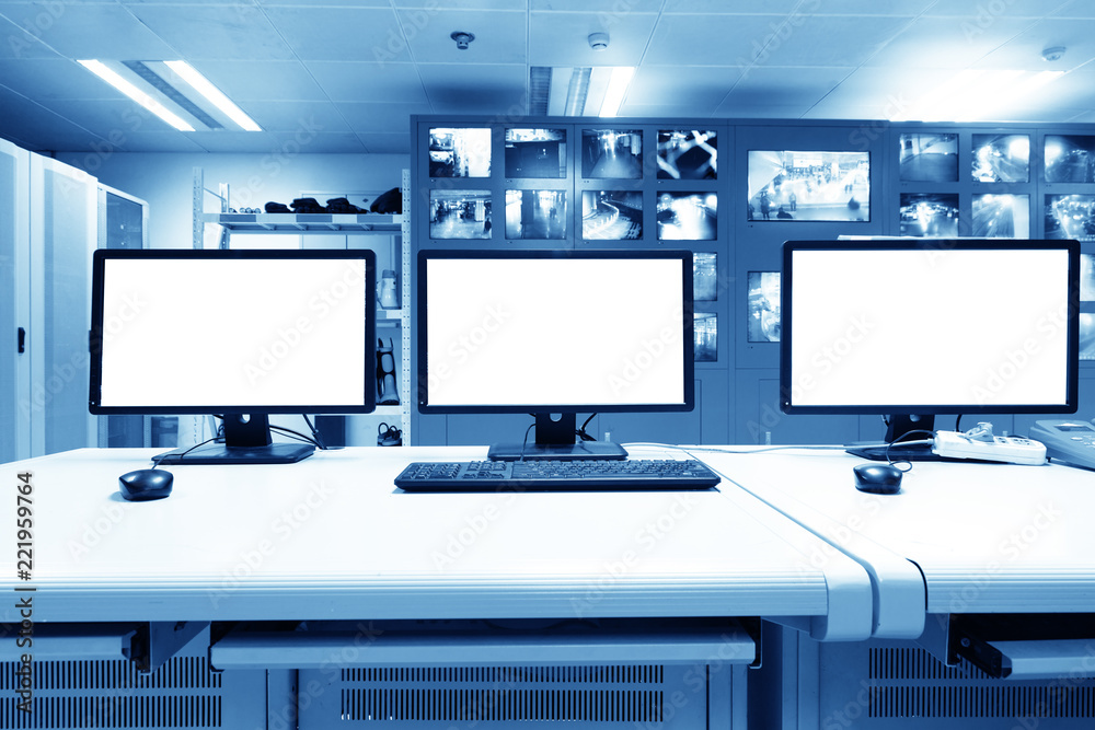 Modern plant control room and computer monitors Modern plant control room and computer monitors