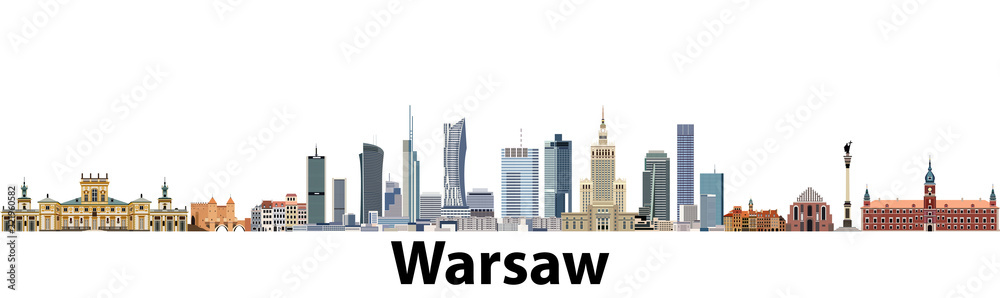 Naklejka premium Warszawa wektor panoramę miasta