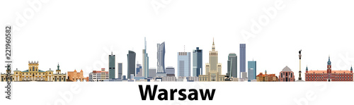 Warsaw vector city skyline photo