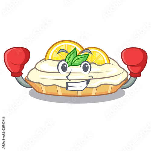 Boxing cartoon lemon cake with sugar powder