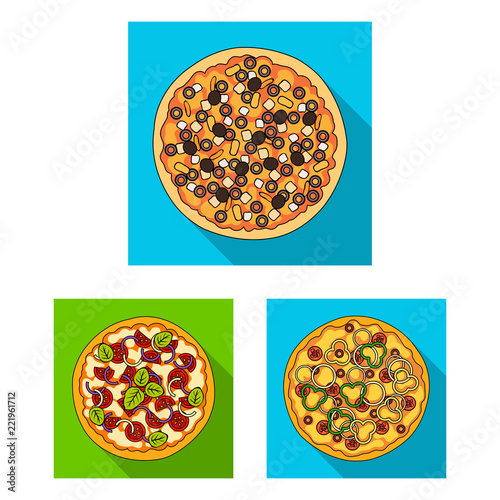 Different pizza flat icons in set collection for design.Pizza food vector symbol stock web illustration.