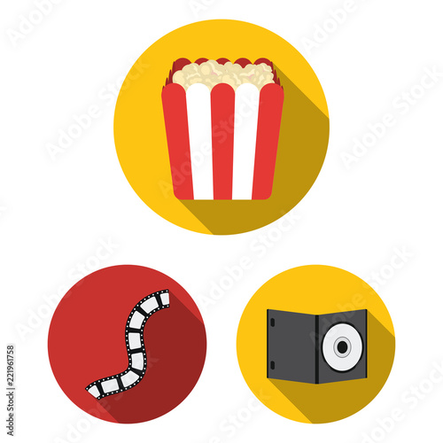 Films and cinema flat icons in set collection for design.Movies and Attributes vector symbol stock web illustration.