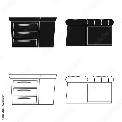 Vector design of furniture and apartment symbol. Set of furniture and home stock symbol for web.